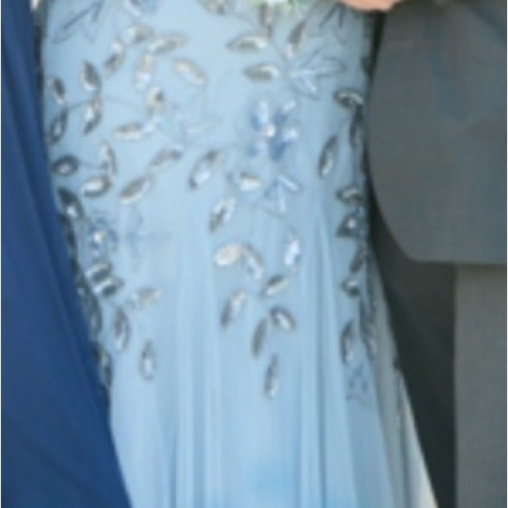 Adrianna Papell Sky Blue Sequin Maxi Dress